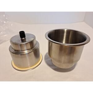 Stainless Steel Recessed Cup Holders w Drain Marine RV Boat (Pair)